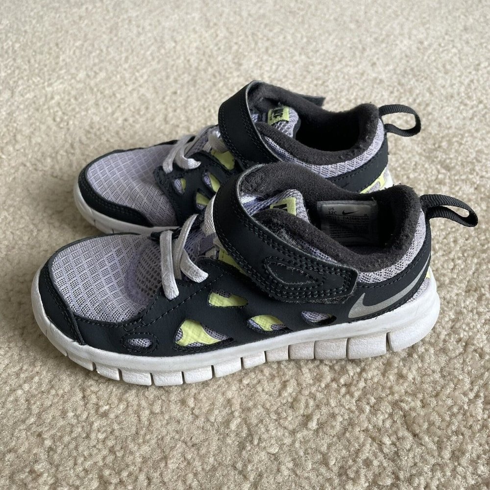 Nike Free Run 2 Girl's Size 12 Running Shoes Purple Pulse Light Lemon Twist